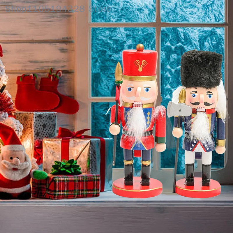 [FN] جندي كسارة البندق الخشبي لعيد الميلاد، شخصيات كسارة البندق المطلية التقليدية، حفلة عيد الميلاد القابلة للجمع للمنزل