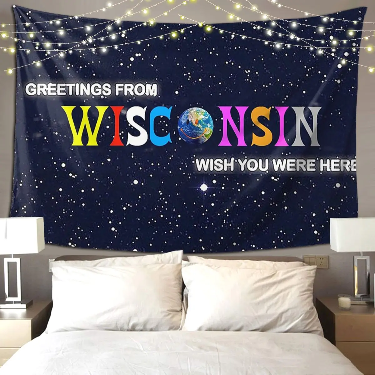 تحيات من ويسكونسن أستروورلد نسيج مضحك الجدار الشنق الجمالية ديكور المنزل المفروشات لغرفة المعيشة غرفة النوم #1