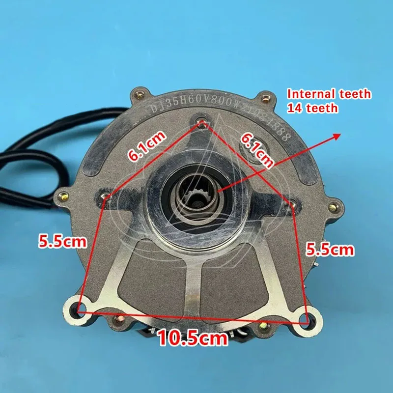 5 Holes 14-Tooth Differential Motor 48V 60V Pure Copper 500W-1000W for Electric Tricycle