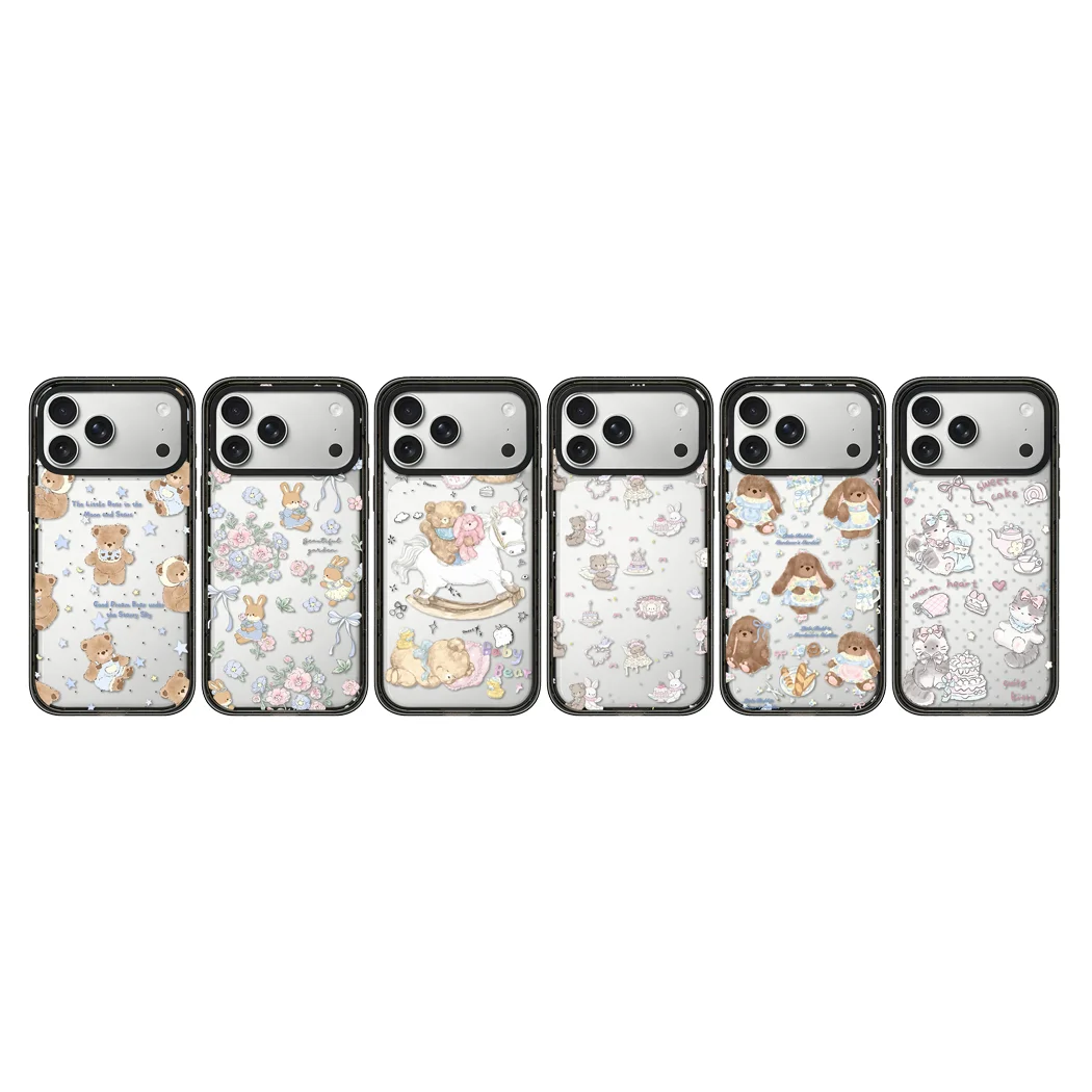 

Little Bear Cartoon 2.0 Acrylic Black Border Phone Cover for IPhone 12 13 14 15 16 17 Pro Max Case for IPhone 17 Air