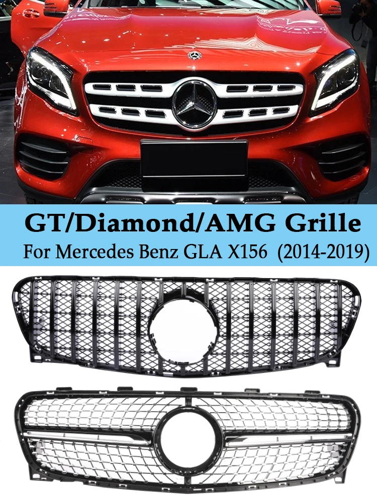 For Mercedes Benz X156 GLA Front Bumper Grill GT AMG Diamond Style GLA Grille for GLA200 GLA250 GLA260 2014-2019 Accessories