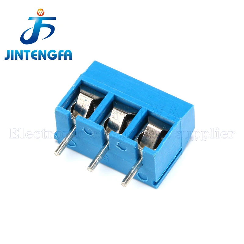 10PCS KF301 2Pin 3Pin 10A 300V Pitch 5.0mm Screw Wire Terminal Block Straight Pin Spliceable Plug-in PCB Cable Connector Blue