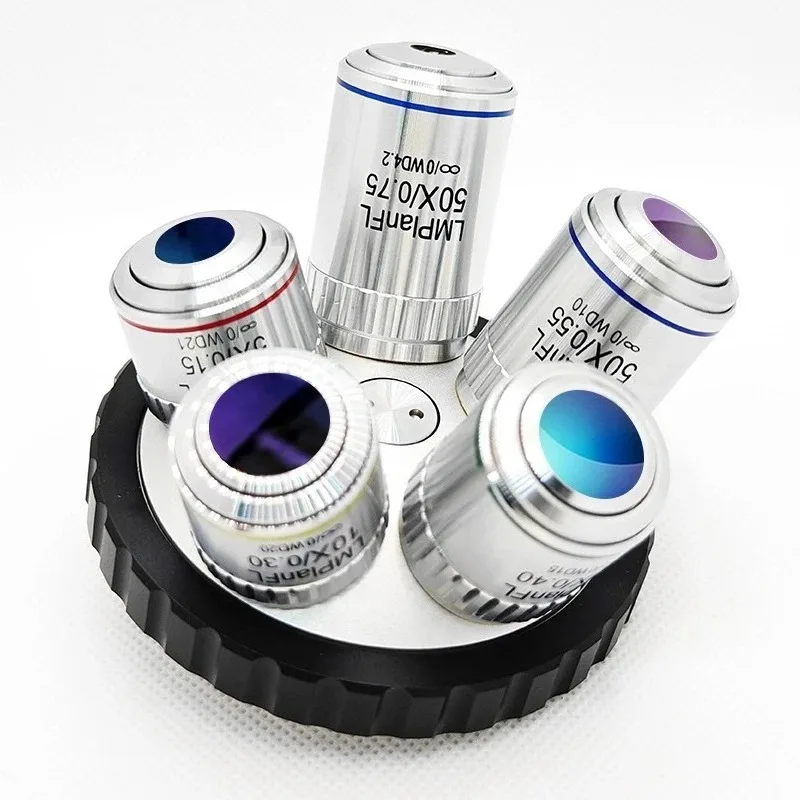 Long Working Distance Infinity Objective Lens 5X 10X 20X 50X Metallographic Planachromatic Semi-Apochromatic RMS Thread Mount