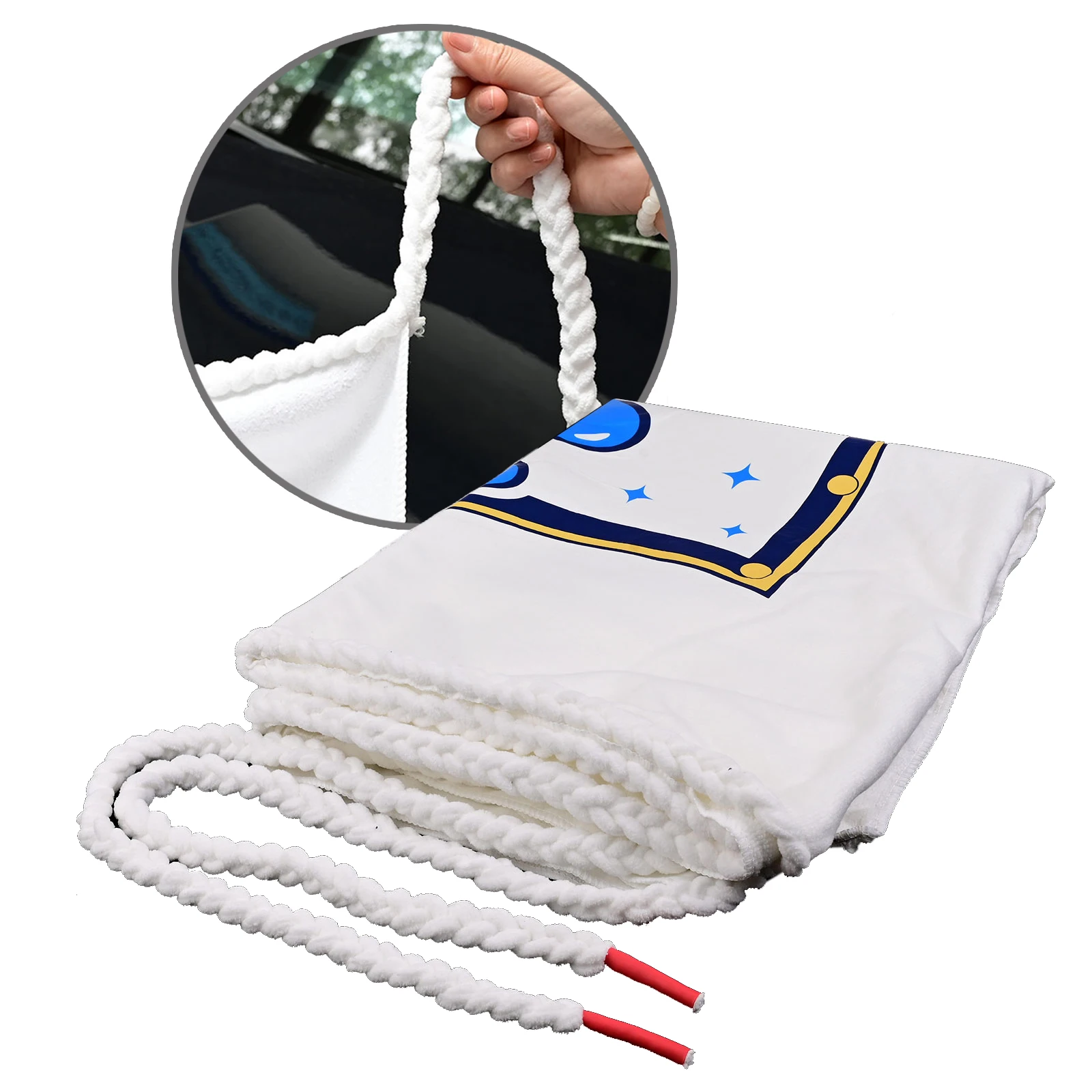 FOSHIO Arc Edge Dashboard Cover Cloth Windshield Tint Tool Car Wash Water Absorbent Long Soak Rope &Cleaning Towel 180x90cm Big