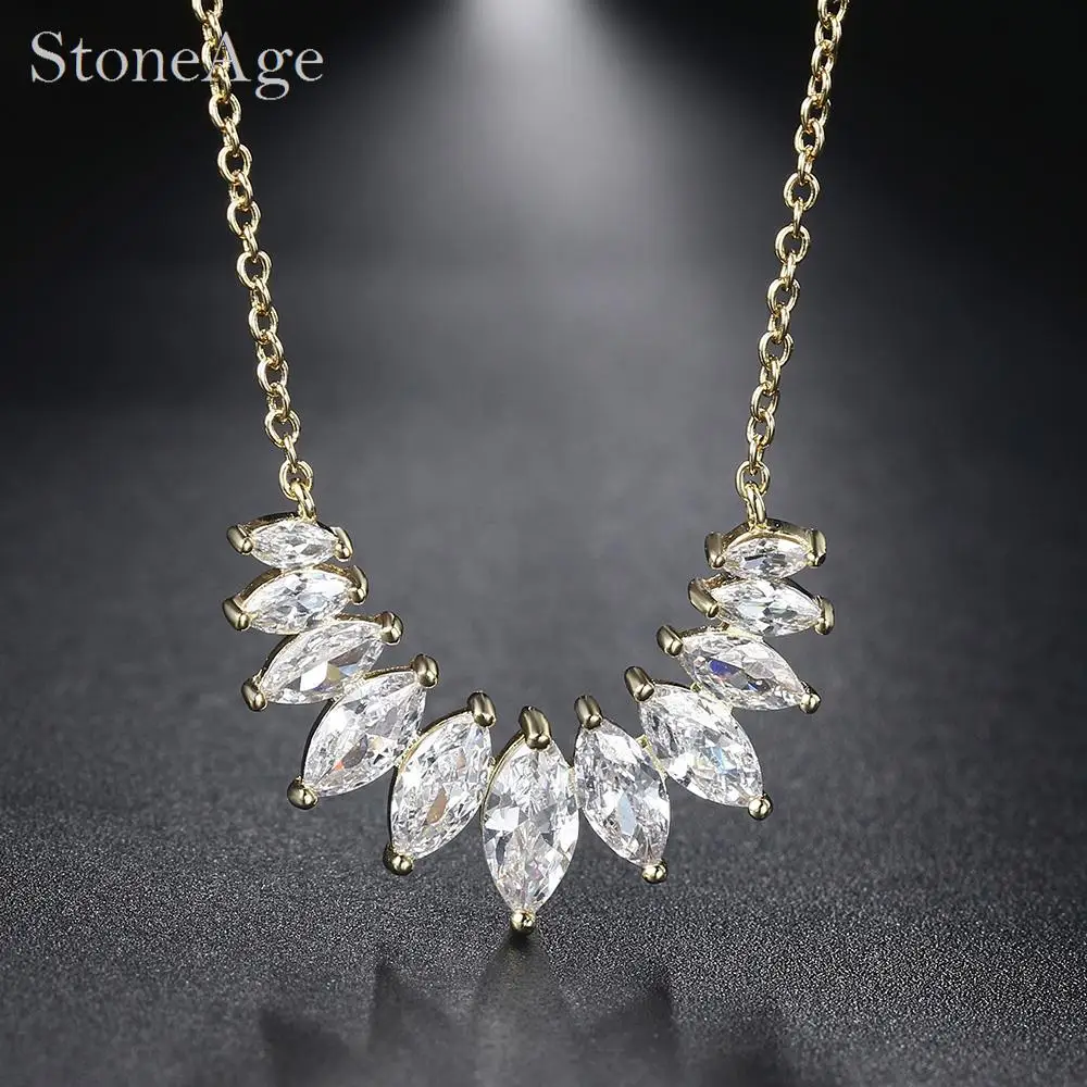 Dazzling Iced Out Horse Eye Style Crystal Tennis Necklaces for Women Unusual Luxury Party Wedding Chain on Neck New Jewelry N407