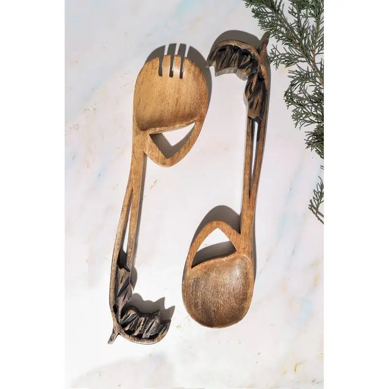 مجموعة أدوات الطبخ الخشبية المكونة من قطعتين لخدمة السلطة #4