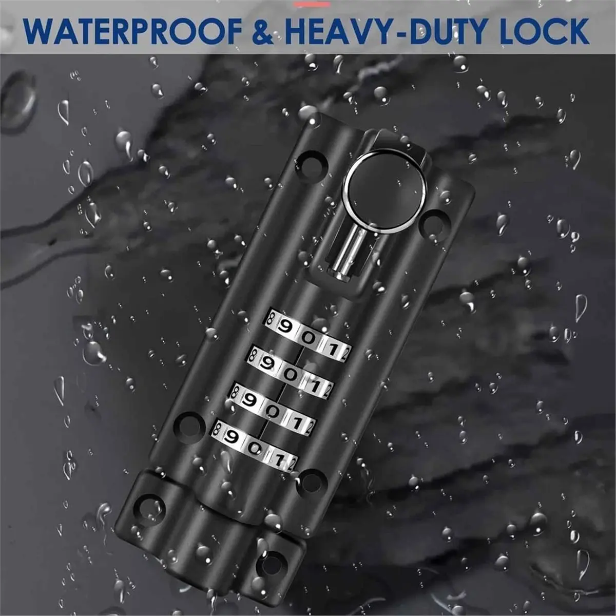 Combination Locking Bolt 4 Digit,Sliding Bolts- Weatherproof, Lockable Padbolt for Gate, Shed, Garage