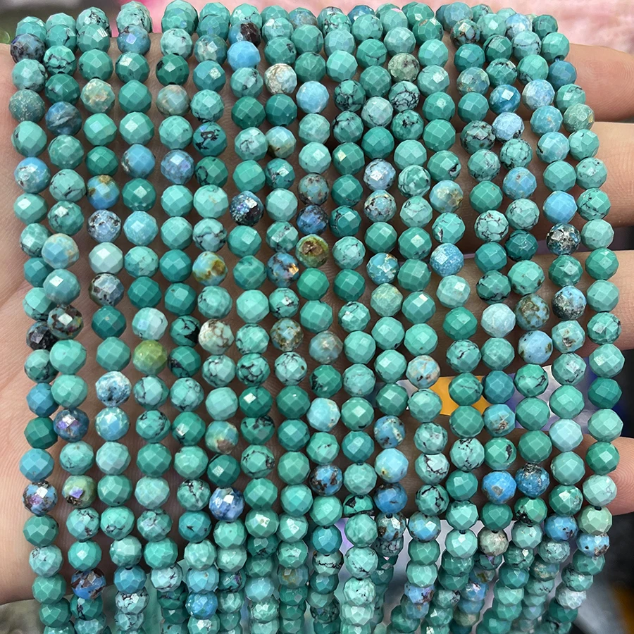 Natural Turquoise Cut Ball Bracelet Necklace Beaded Jewelry Accessories for Jewelry Diy Production 3mm 4mm 5mm