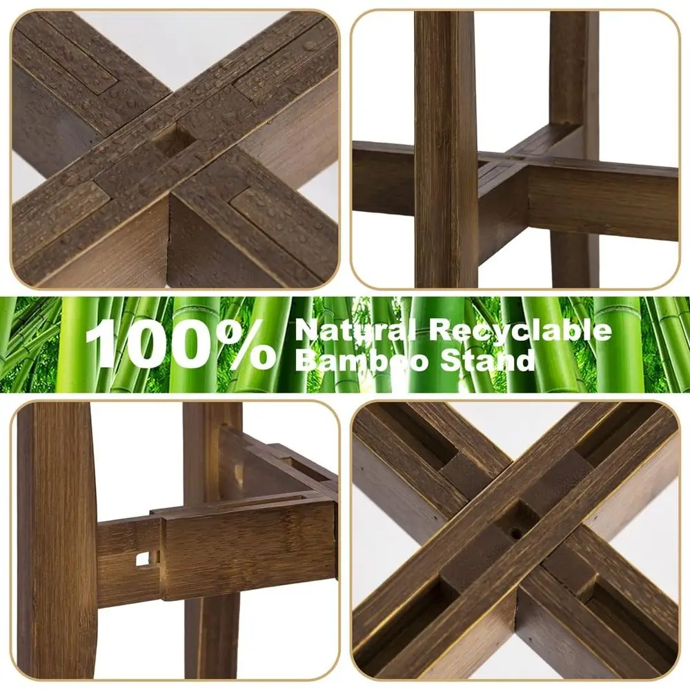 Adjustable Bamboo Plant Stand for Indoor 8-12 Inch Pots, Suitable for Living Room (Walnut, 1 Pack) image 5