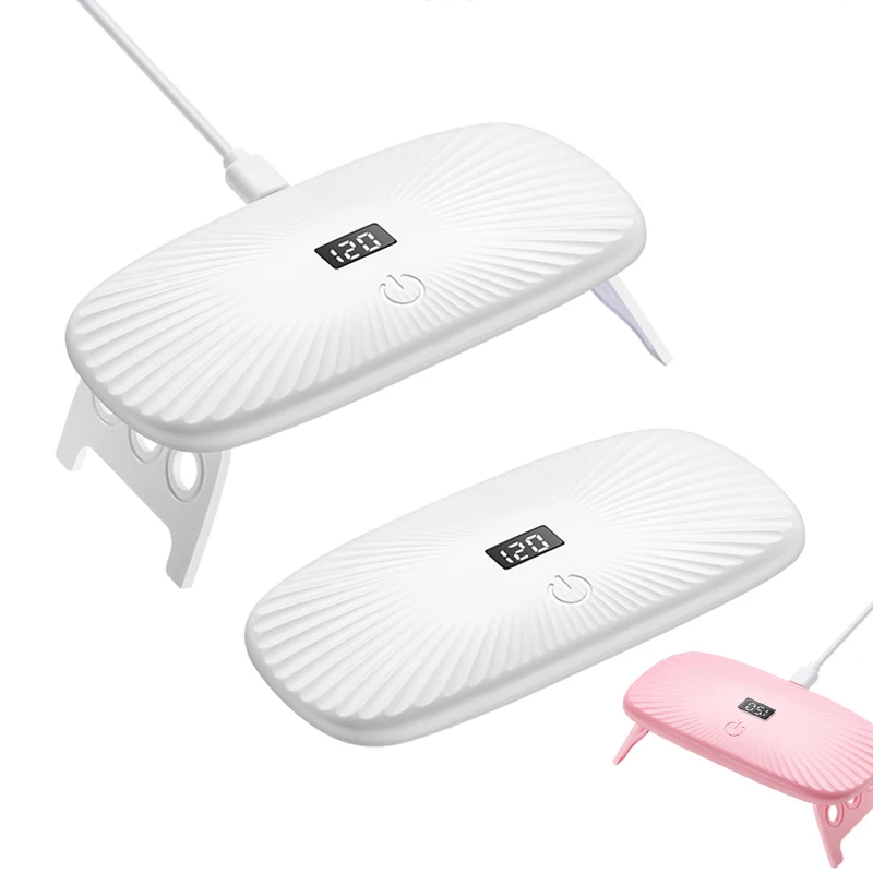 DianaBeauty UV Led Nail Lamp Handheld Nail Dryer with 4 Timer Settings and Foldable Holder 12 LEDS Portable UV Lamp for Manicure