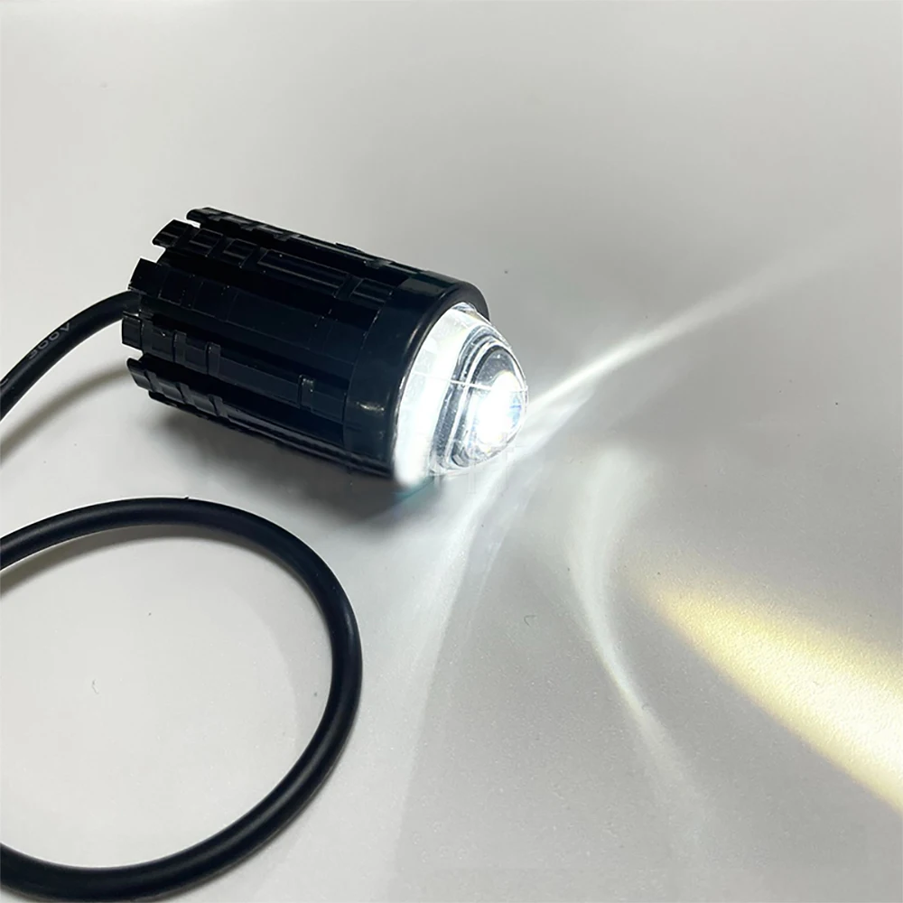 Universal Motorcycle LED HeadLight Spotlights Projector Lens Yellow White High Low Beam Fog Light Universal Auto Auxiliary Lamp