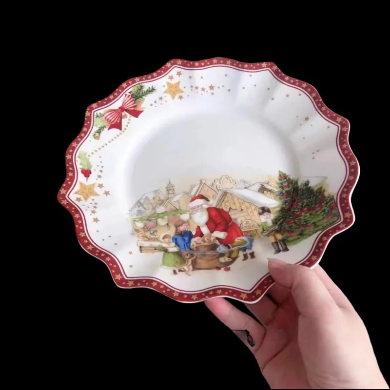 Red Christmas Tableware, Red and White Patterned Ceramic Plates, Handmade Stamped Holiday Design Details in Place Steak Plates