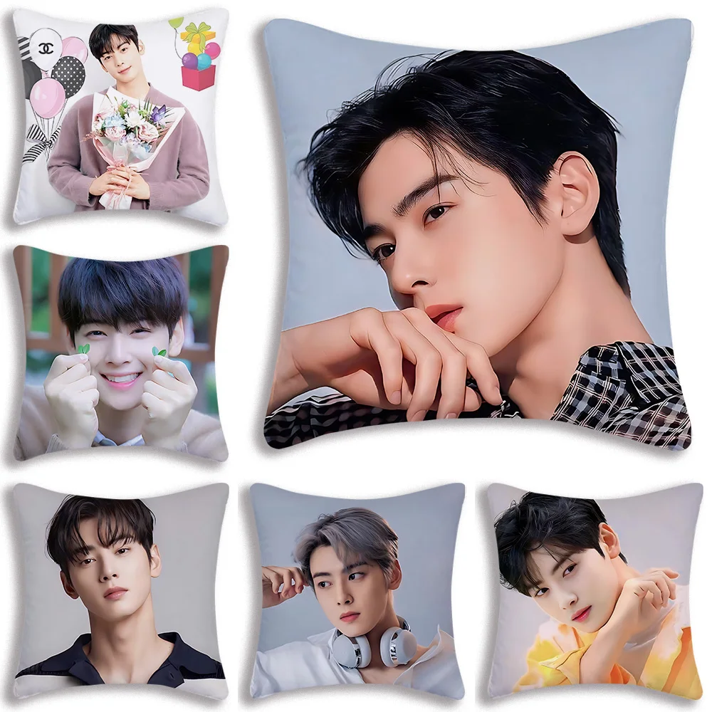 Pillow Covers Popular Korean Actor Cha EunWoo Sofa Decorative Home Double-sided Printing Short Plush Cute Cushion Cover
