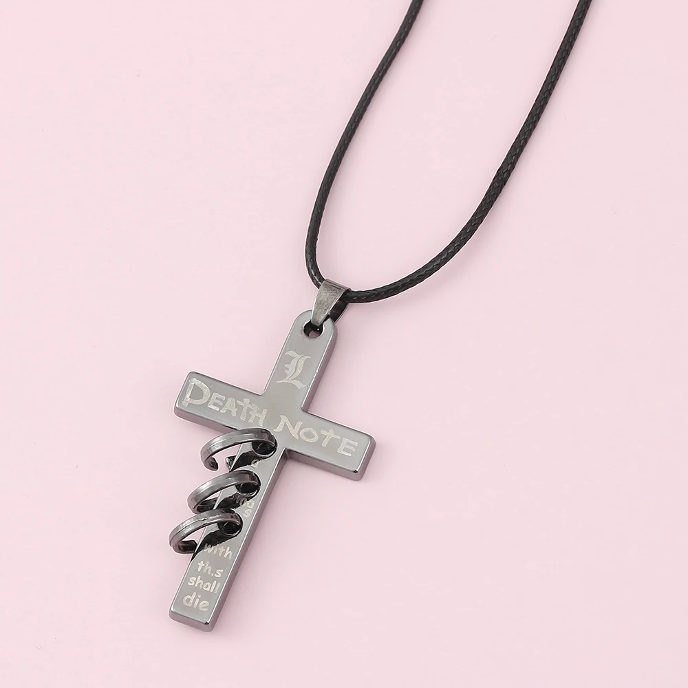 Death Note Cross Pendant NecklaceCool Hip Hop Street Vintage Y2K