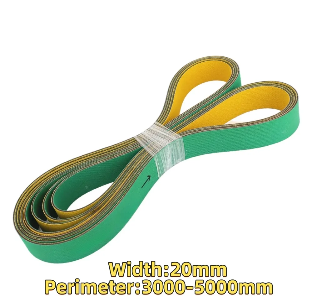 Nylon Flat Transmission Belt Green Yellow 2mm Thick  Industrial Drive Belt For Packaging machine