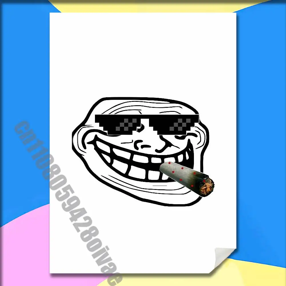 Ugly T-Trollface T-Troll Funny Face Poster Sticker For Home Decoration  10x15cm Self-adhesive Souvenirs Playbill Cover