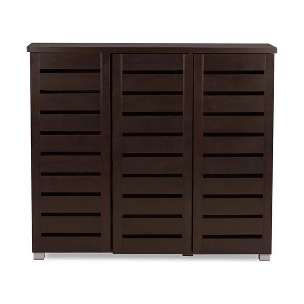 

Adalwin 3 Door Shoe Cabinet in Dark Brown Cheap Shoes Storage System Modular Furniture Home Dresser Living Room Cabinets Armoire