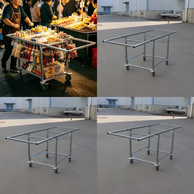 for Factory wholesale removable street stall trolley with wheels retractable mobile stall cart, suitable for outdoor night