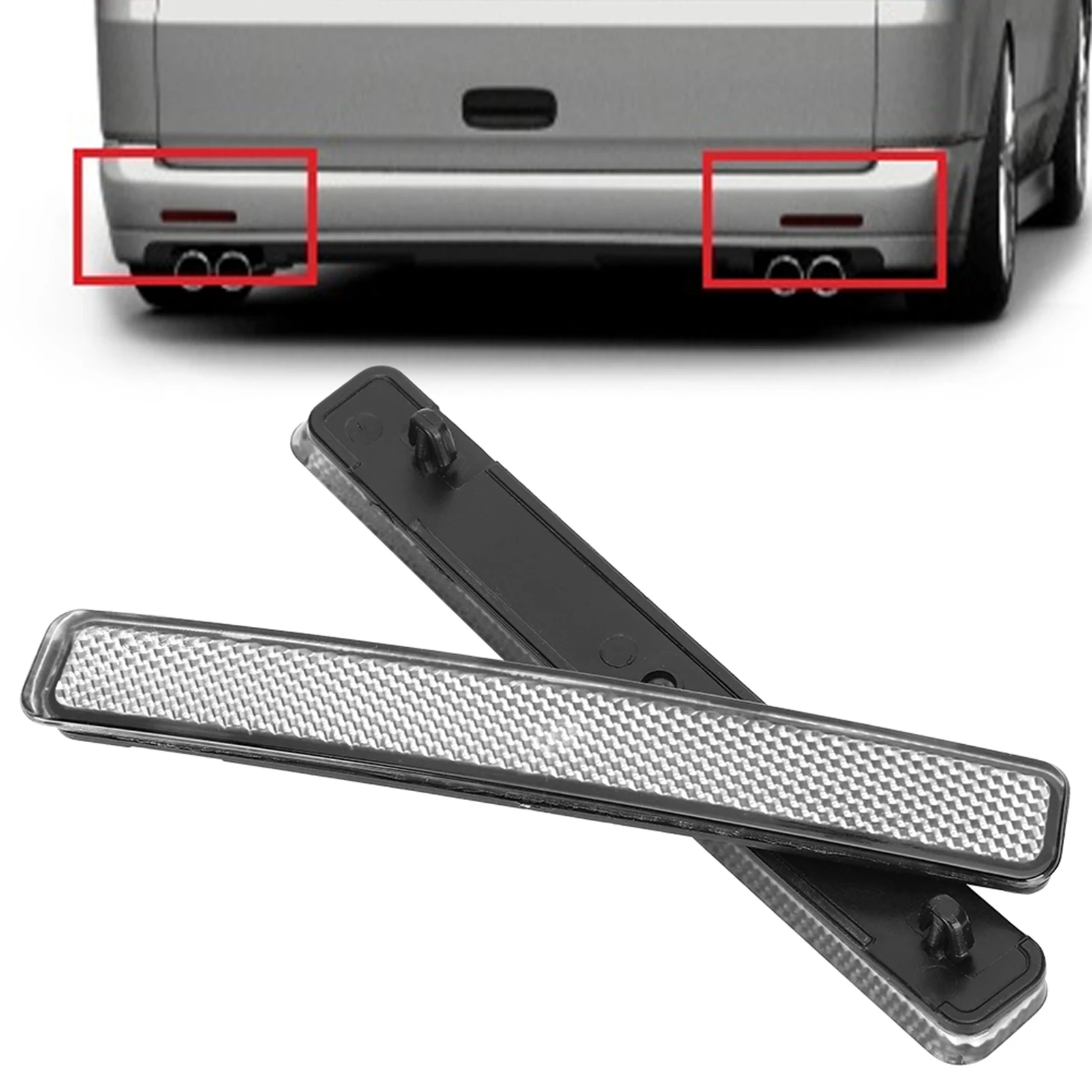 1 Pair Rear Bumper Reflector Assembly Light Replacement Fit for T5 Transporter 2003‑3011 7E0945105 7E0945106 Car Accessories