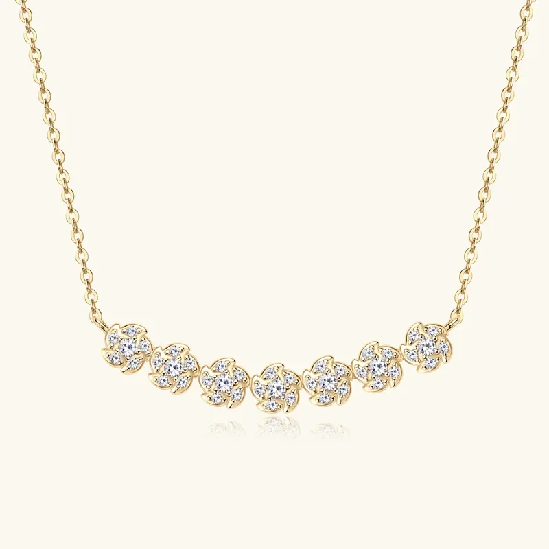 

2024 New 100% 925 Sterling Silver Necklace for Women Fashion 2mm&1.2mm Moissanite Gerbera Flower Pendant Jewelry Birthday Gift