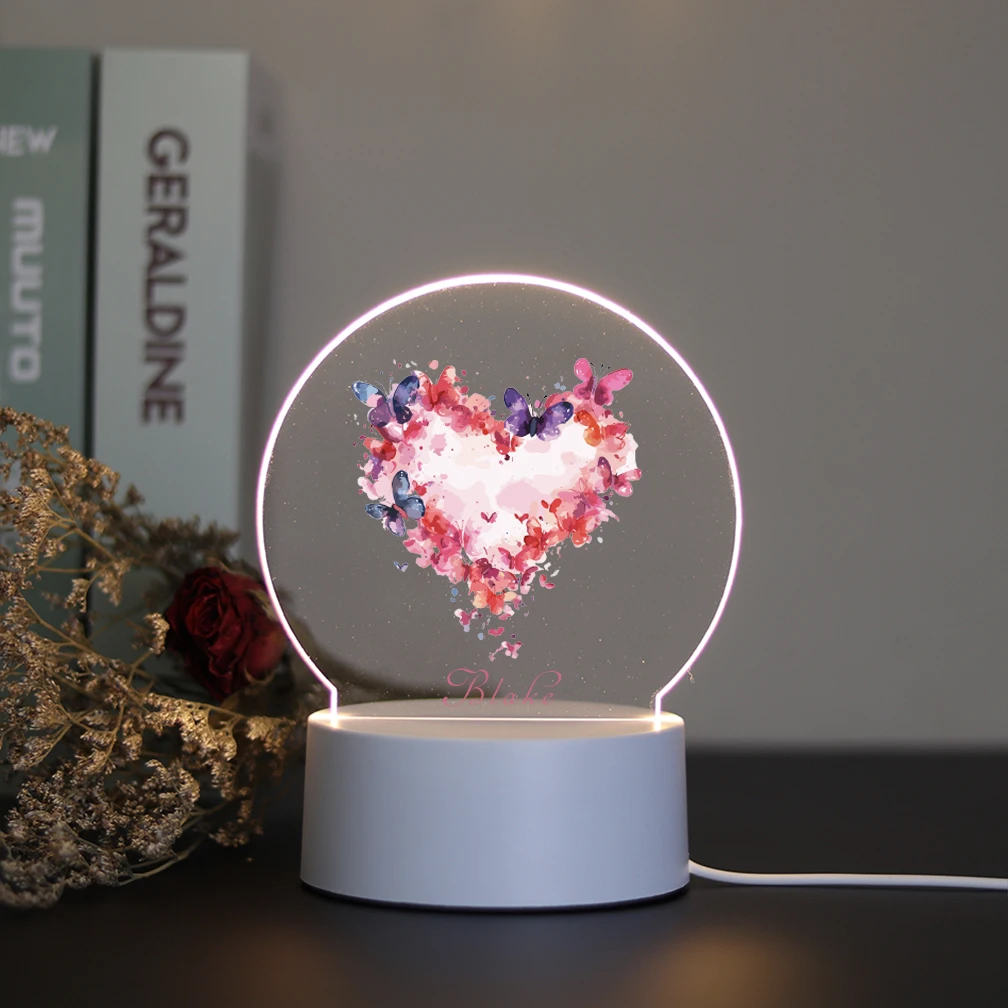 1 USB night light Love Butterfly Touch dimming bedroom light Dining table, living room atmosphere, desk lamp, birthday gift