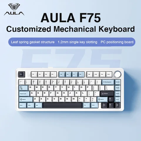 Механическая игровая клавиатура AULA F75 75%, Glacier Blue
