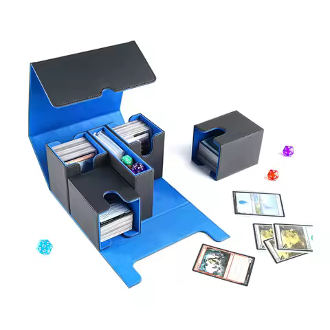 PU Leather Magnetic Trading Card Deck Box Magic Game Card 4PCS Small Organizer Box 400+ Large Trading Card Holder Storage Box