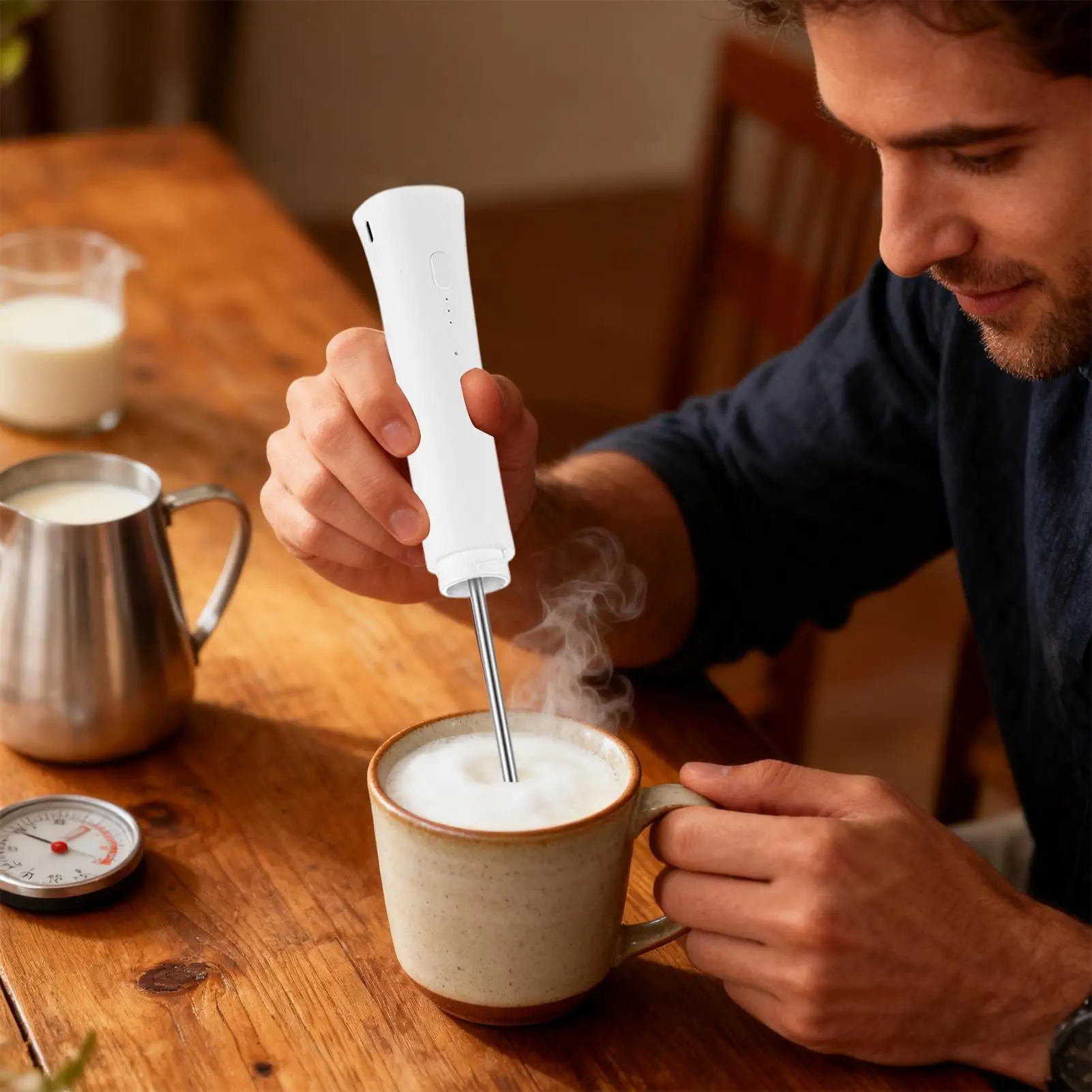 

Milk Frother Handheld Rechargeable Drink Mixer Coffee Frother Wand For Home Cafe Morning Weekend Brunch Dinner Party Holiday