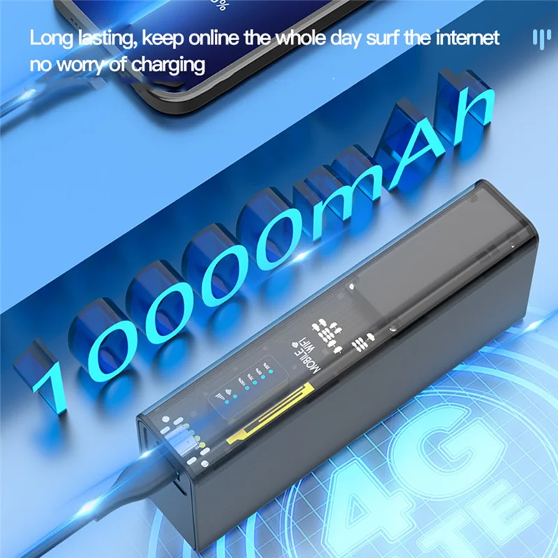 جهاز توجيه واي فاي متنقل 4G من الشبكة الفائقة مع بطارية 10000 مللي أمبير في الساعة - Mifi 2.4G/5G ثنائي النطاق عالي السرعة للوصول إلى الإنترنت