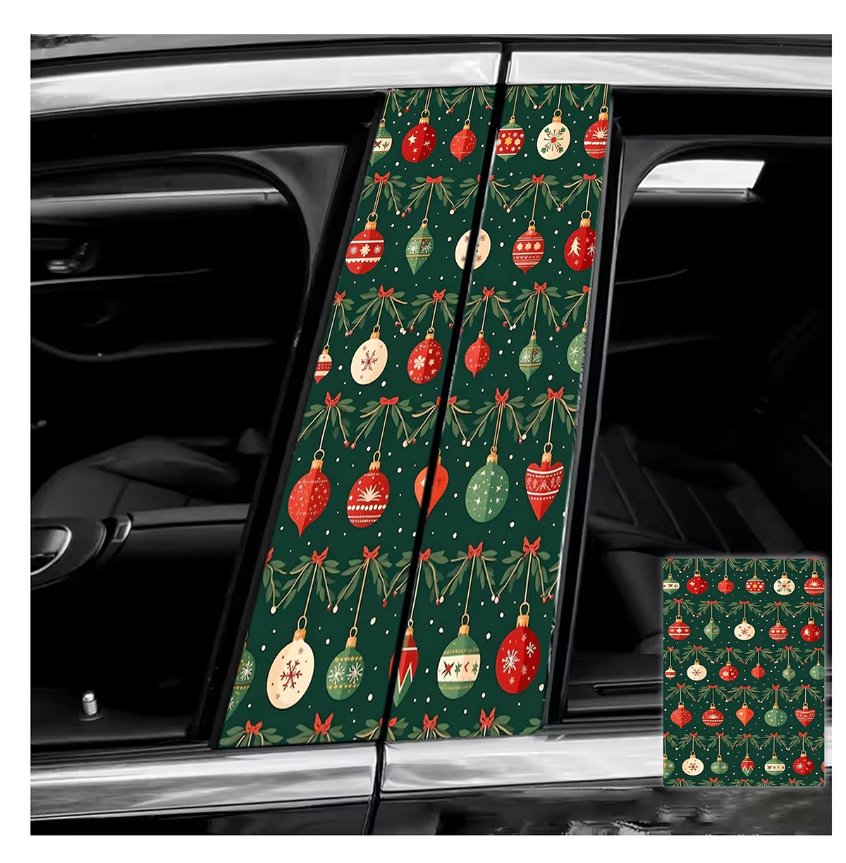Car Pillar Stickers Festive Christmas Reindeer Gift Pine Tree Door Decals Waterproof B Column Anti Scratch Vinyl Exterior Decor