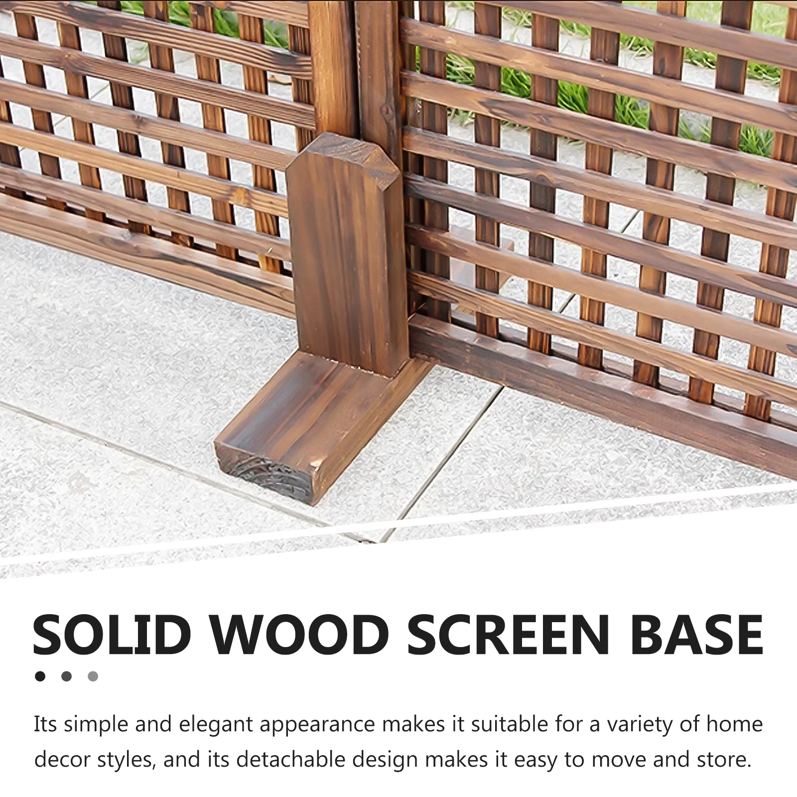 

Solid Wood Screen Base Detachable Thickened Room Divider Stand Wooden Fence Base Stable Support for Home Patio Garden