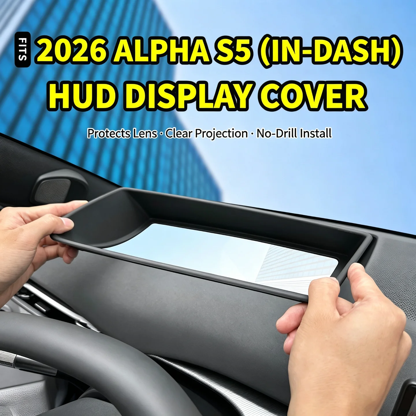 For Arcfox Alpha S5 2024-2026 Left Hand Drive Curved Inset HUD Display Cover 1:1 Molded No Mirroring Car Trim
