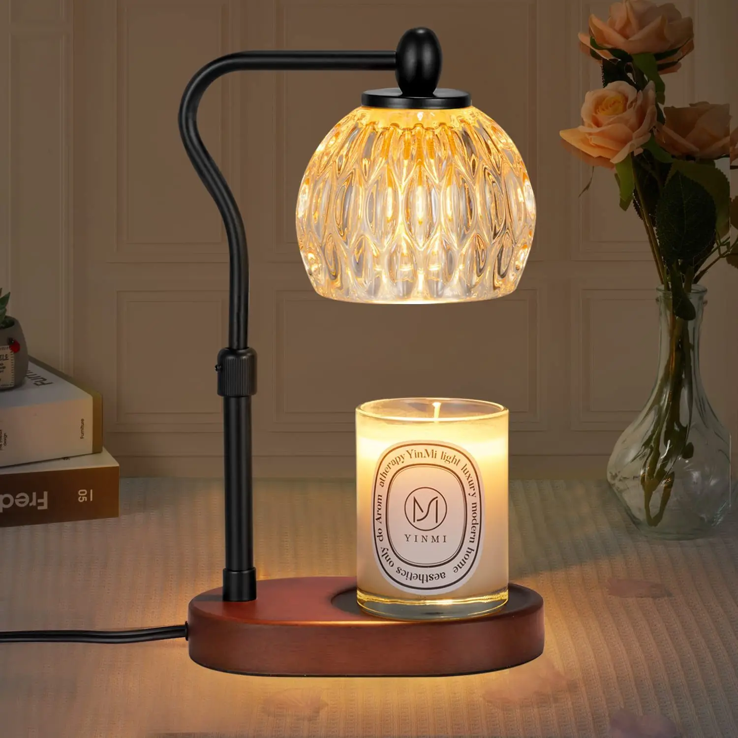 110V/230V Electric Candle Warmer Lamp Wax Melting Light Creative Aromatherapy Table Wooden Base Bedside Decor