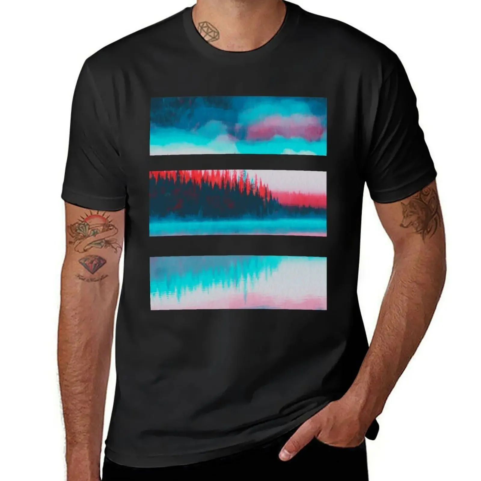 Glitch Lake and Pine tres T-Shirt graphic t shirts shirts graphic men t shirts