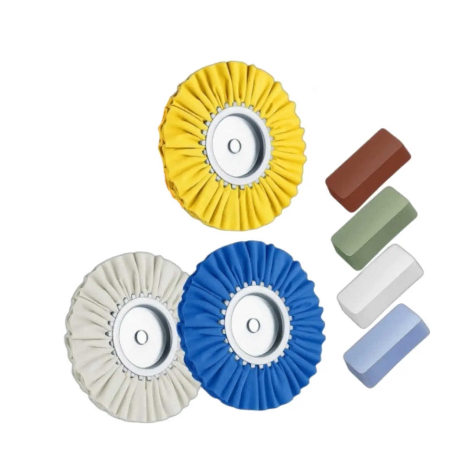 3Pcs 8” Airway Buffing Wheels Set Replace Parts Orange Medium Polishing for Bench Grinder with 4Pcs Polishing Wax