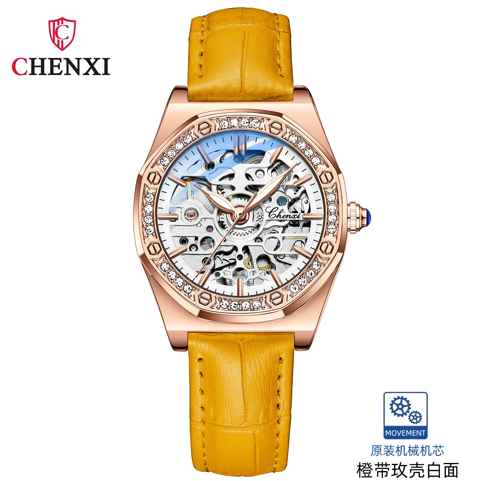 Imagem -05 - Chenxi-relógio Mecânico Automático para Homens e Mulheres Oco Noite Impermeável Tiktok o Mesmo Moda Feminina Continente China 8848l