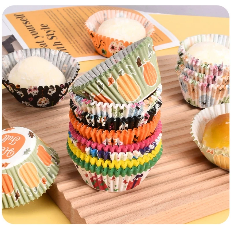 100PCS Halloween Cupcake Toppers Pumpkin Ghost Bat Cake Flag Dessert Cake Decorations Kids Halloween Birthday Party Supplies