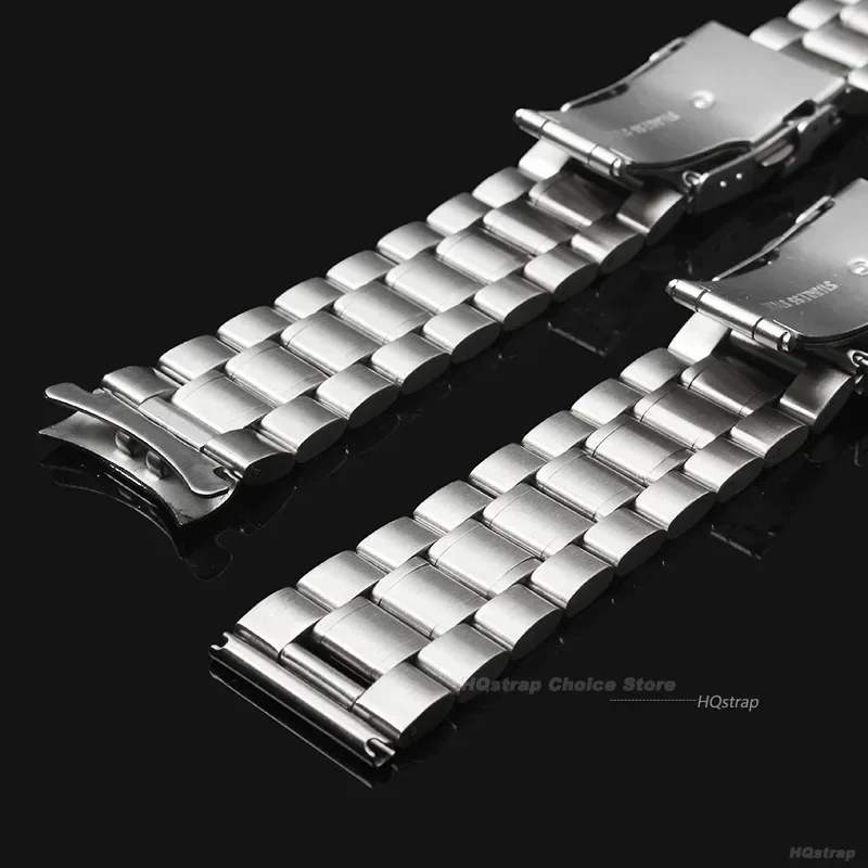 Pulseira de aço inoxidável sólida para Seiko, Universal Metal Wristband, Pulseira de substituição, Straight Arc End, 18mm, 20mm, 22mm, 24mm