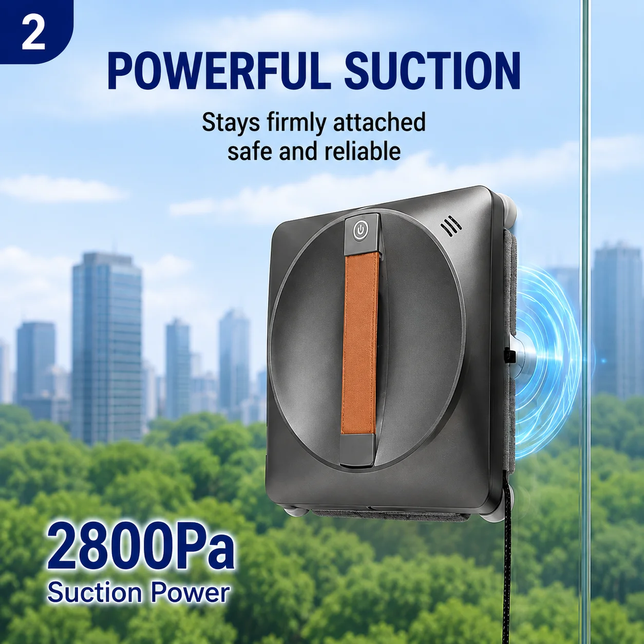 Square Window Cleaning Robot, 2800Pa Strong‑Suction Automatic Glass Cleaner