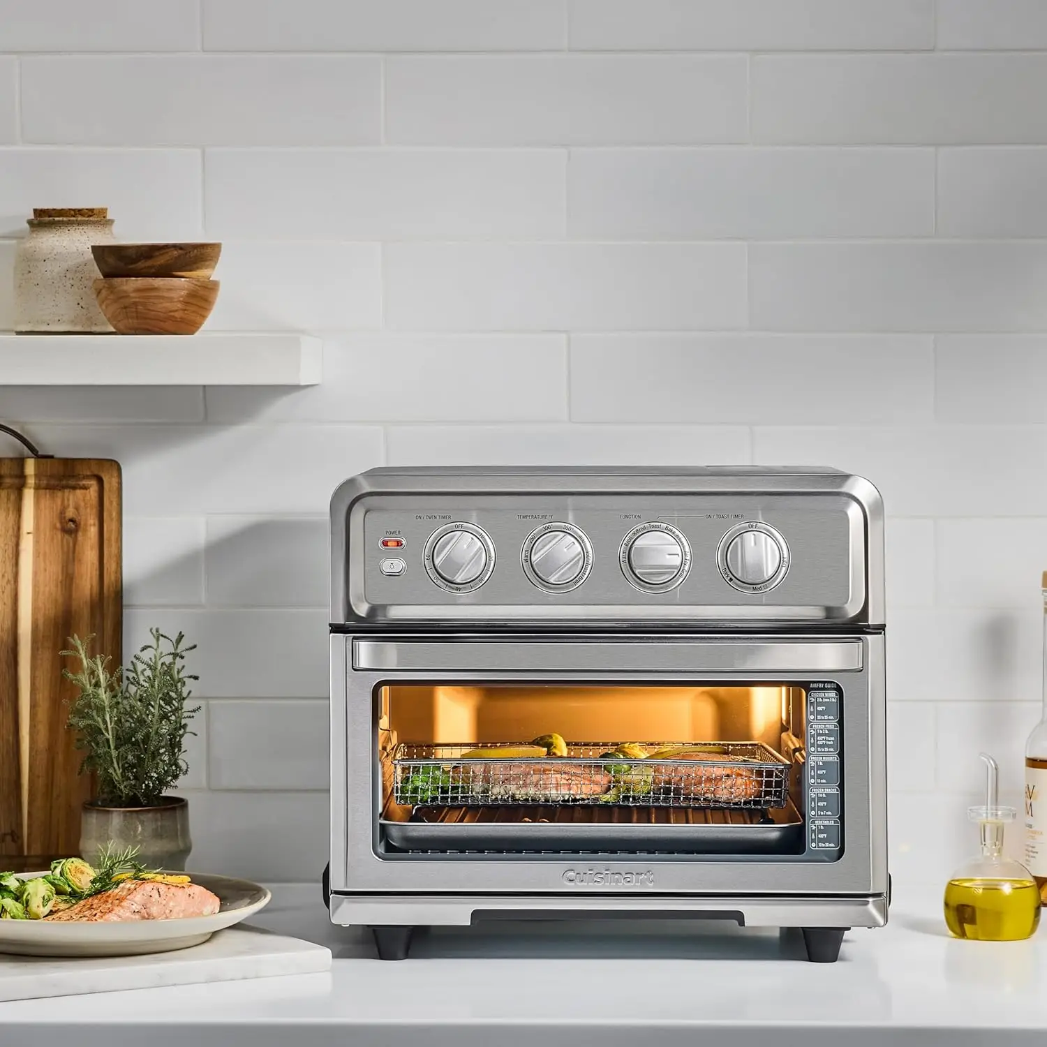 Stainless Steel 8-in-1 Convection Toaster Oven, 1800W Air Fryer with Broil and Warm Functions, 0.6 Cu Ft Capacity, 60-Minute Tim