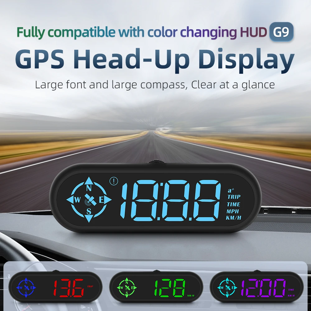 

G9 GPS Speedometer LED Auto HUD Head-Up Display On-board Computer Car Speed Alarm Projector for All Car