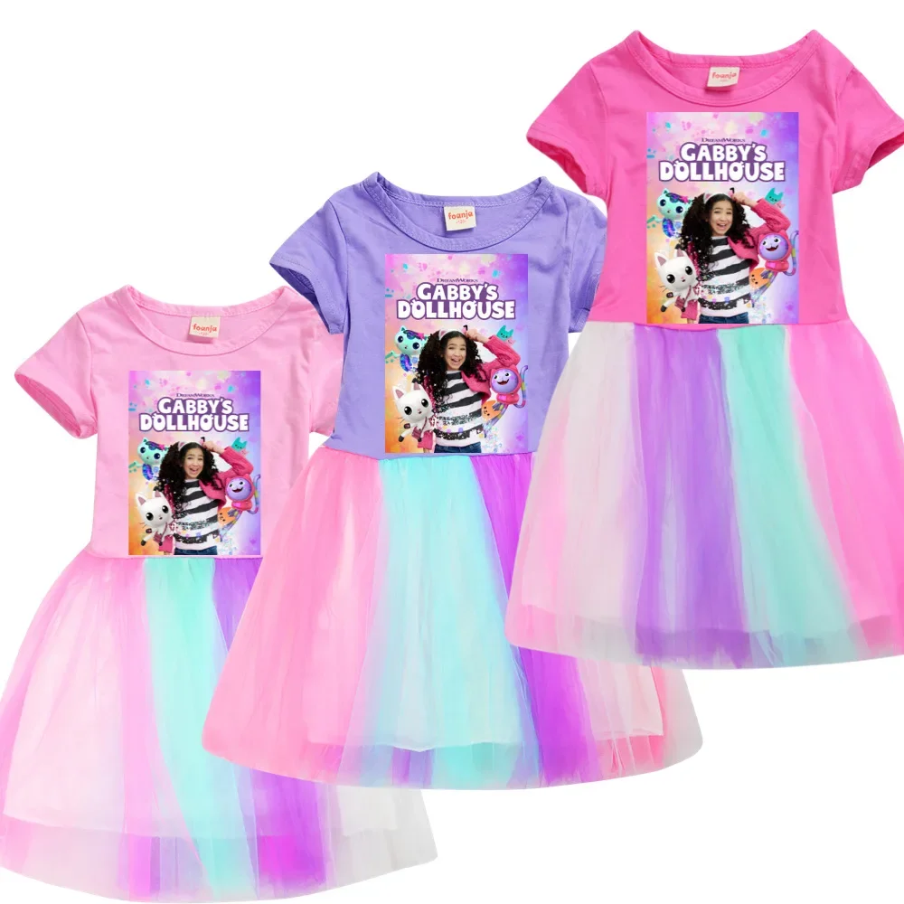 

Gabby's Dollhouse Dress For Baby Girls Costume Kids Print Cartoon Lace Princess dress Toddler girls Birthday Party Dresses