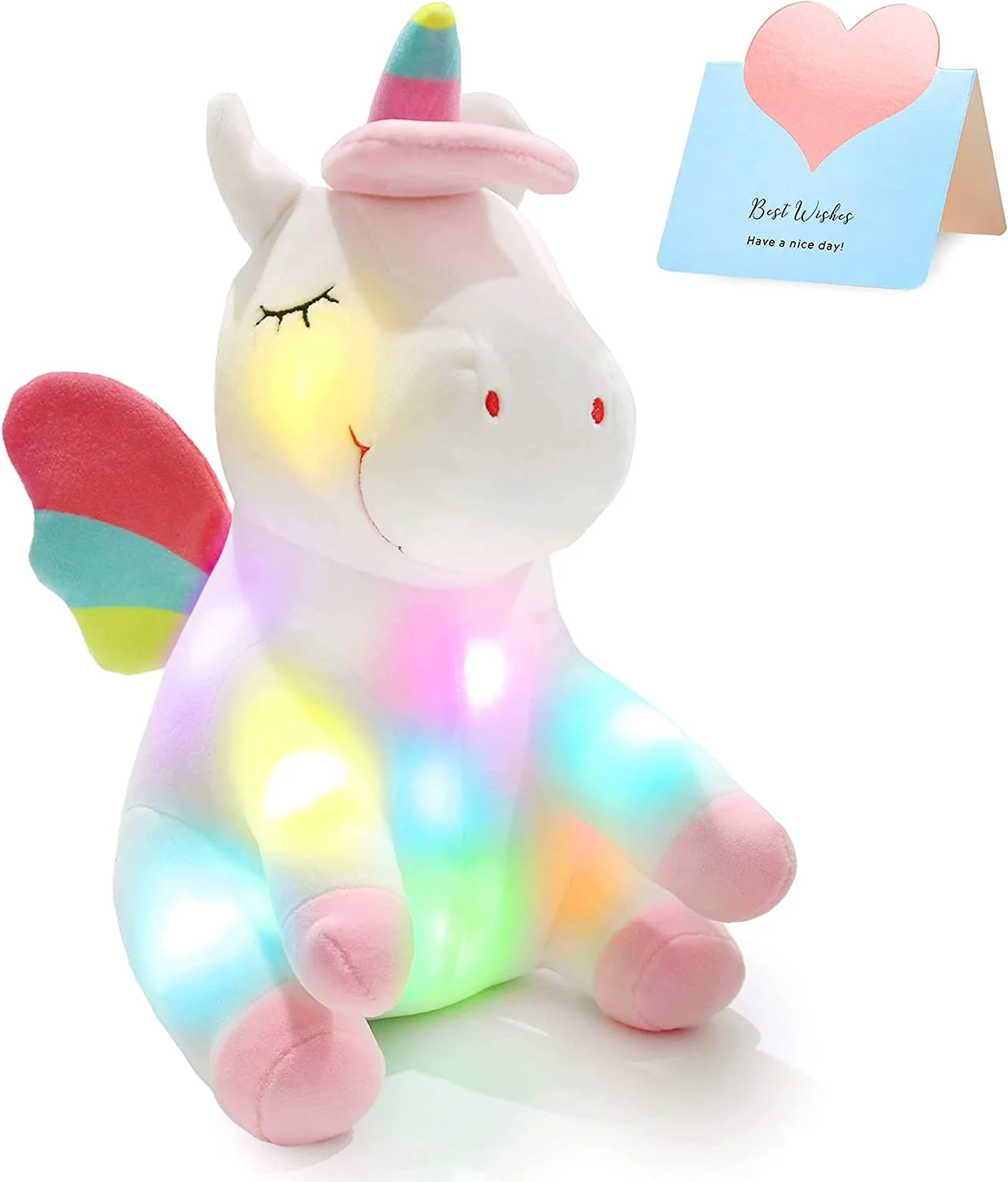 9.8'' Light up Unicorn Stuffed Animal Soft Plush Toys with Colorful LED Night Light Unicorn Toys Kids Holiday Birthday Gifts Boy