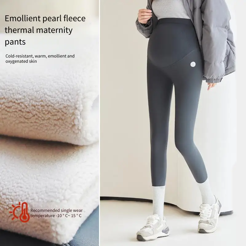 السراويل الأمومة طماق نحيل الخريف والشتاء ملابس أمومة جديدة جلد القرش سميكة والمخملية طماق الأمومة #1