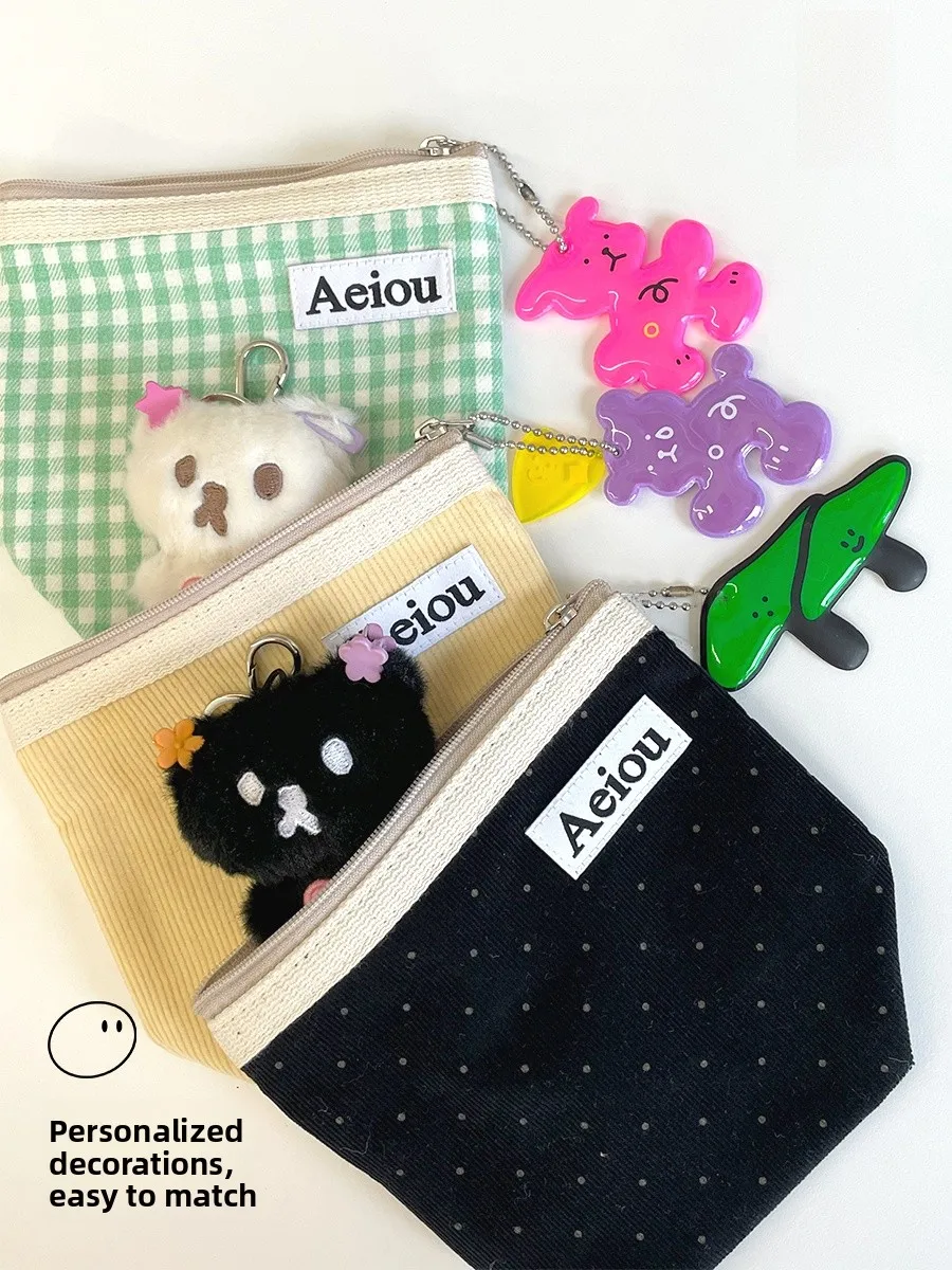 

Ele Aeiou eup Bag Duye id Polka Dot Storage Organizer Korean Sle Square Zipper Closure Universal Accory