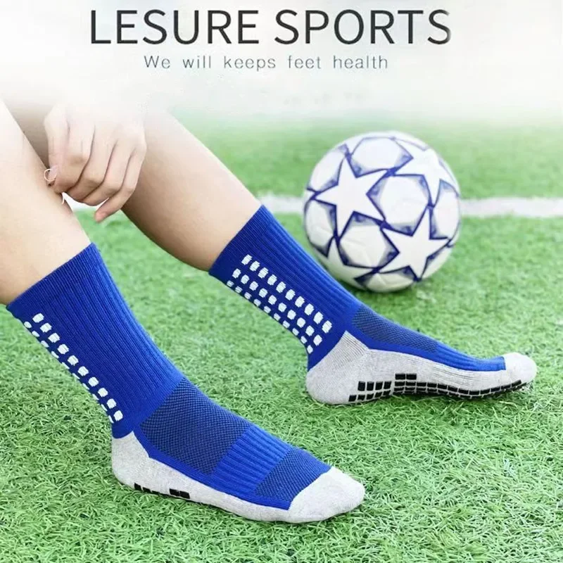 Anti-slip Soccer football Sock for Men Boys Basketball Grip Socks Women Tennis Cycling Sports Socks Mid Calf Non Slip Silicone