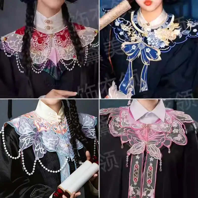 

New Chinese Style Master Academic Dress Cloud Shoulder Graduation Photo Hanfu Accessories Heavy Industry Shawl Dickie