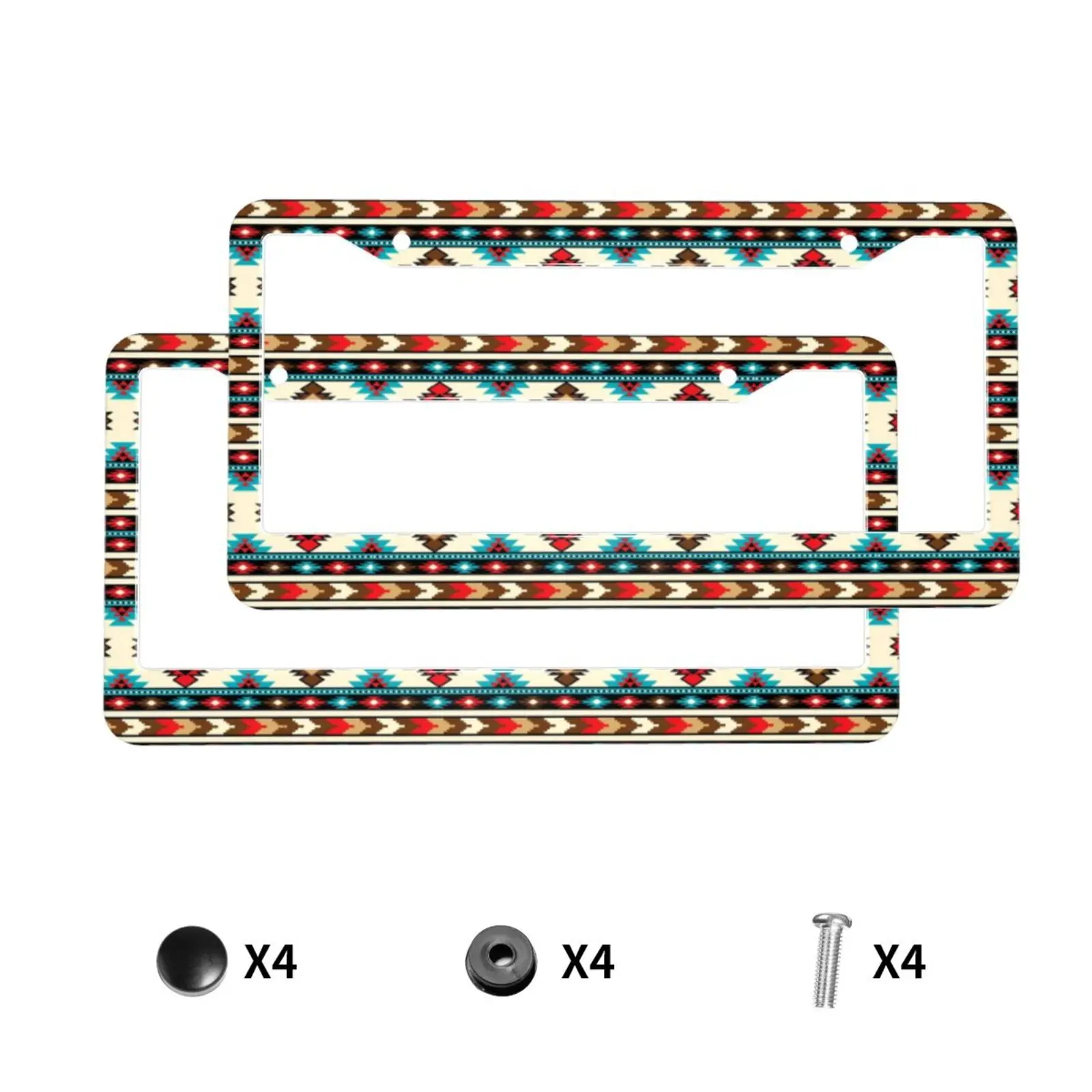 Boho Fashion Pattern Print License Plate Holder Car Accessory Rust-Proof Waterproof Car Decorative Tag Frames for Standard US