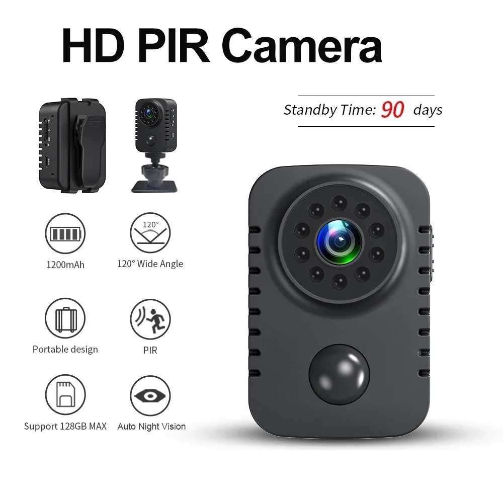 MD29 HD Mini Body Camera 1080P Security Pocket Cameras Motion Activated Small Nanny Cam for Cars Standby Espia Webcam 8H Working