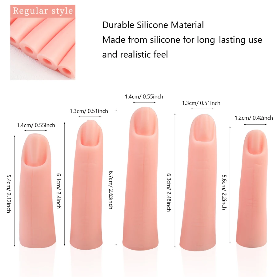 5-teiliges Übungsfinger-Set aus Silikon für Nagelkunst, Training zur Nagelverlängerung, Übungswerkzeug für Nagelspitzen-Design – Detail 3